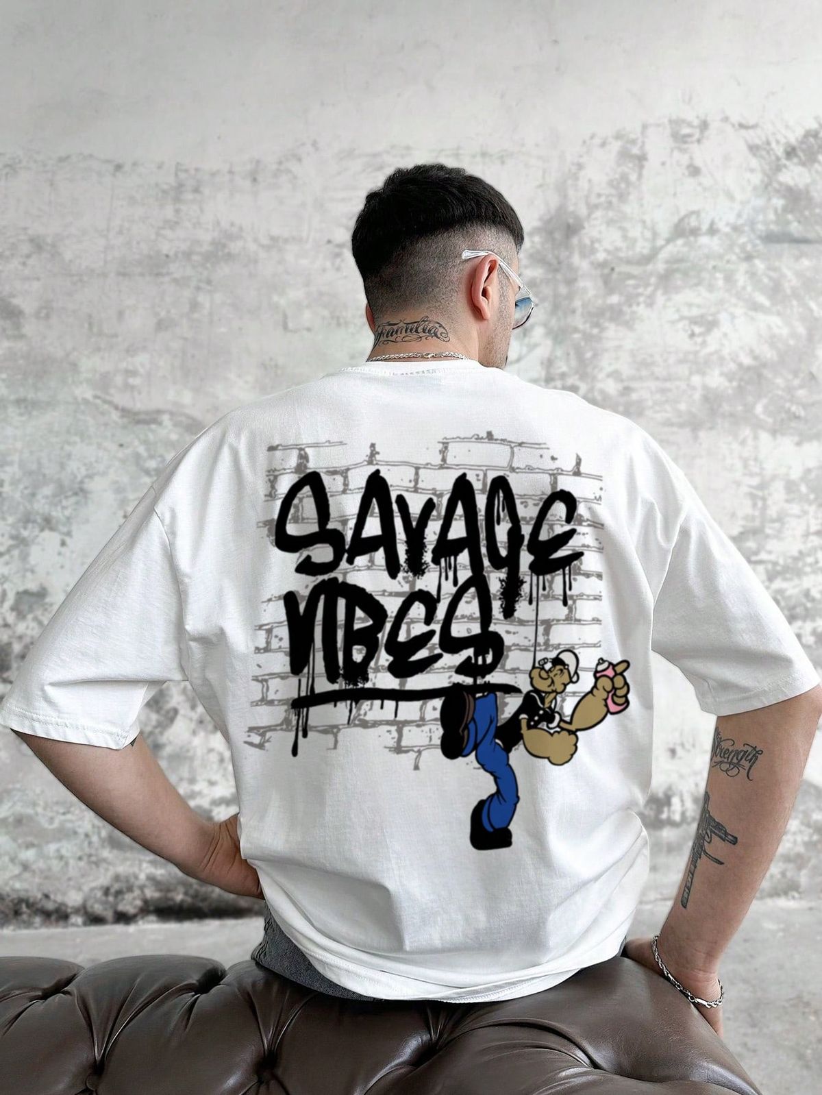 Popeye Collaboration Summer Men Casual Cartoon Printed Short Sleeve T-Shirt