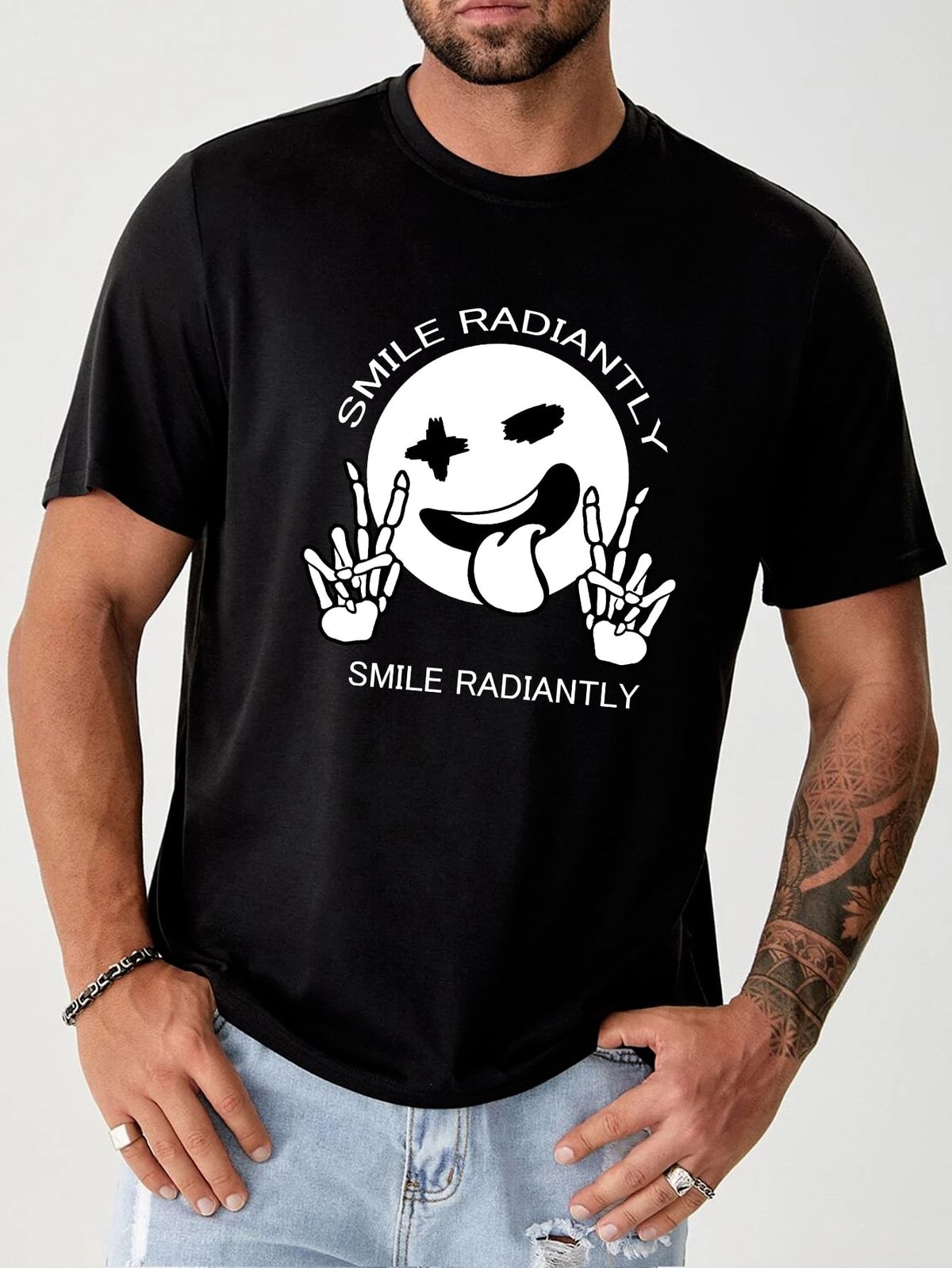 Men Letter & Cartoon Graphic Tee