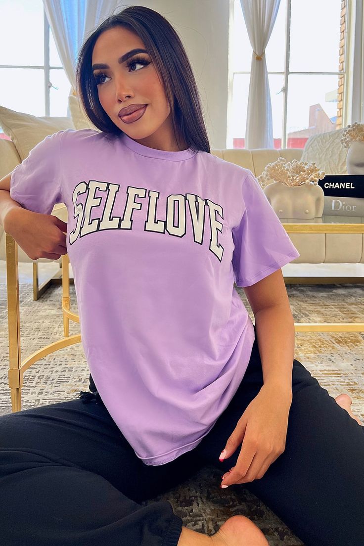 Women's More Self Love Tunic Top in Lavender