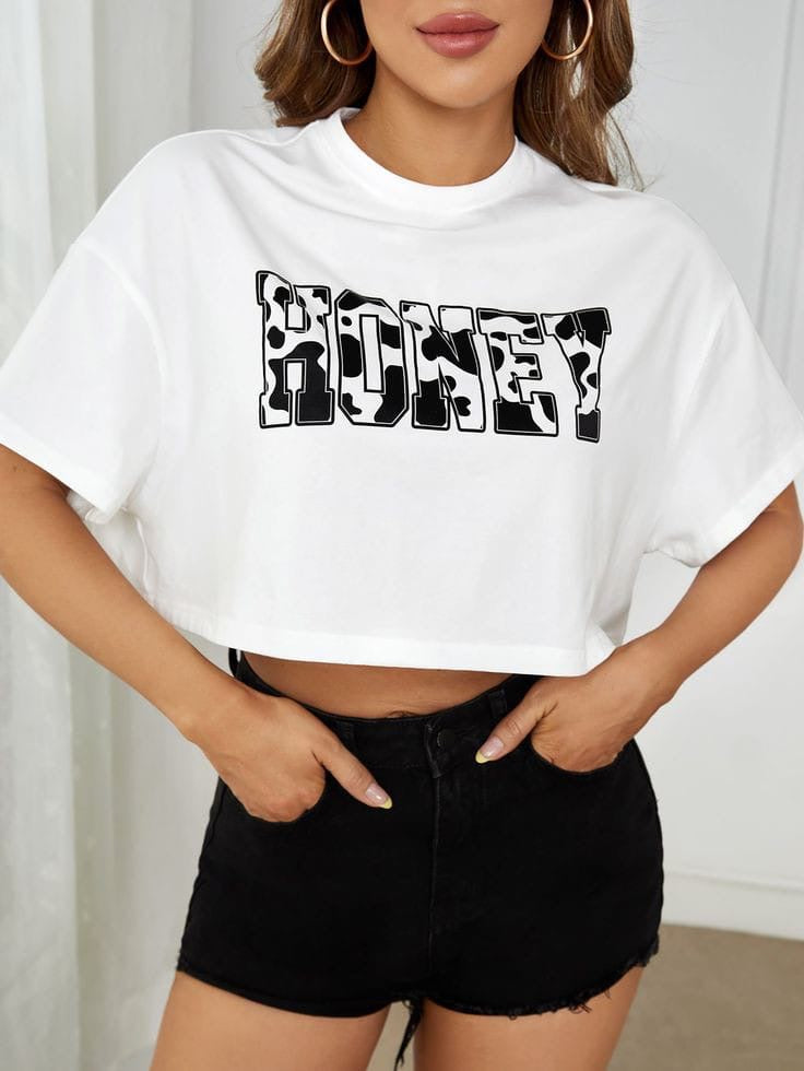 Women's oversize crop-top T-shirt with modal