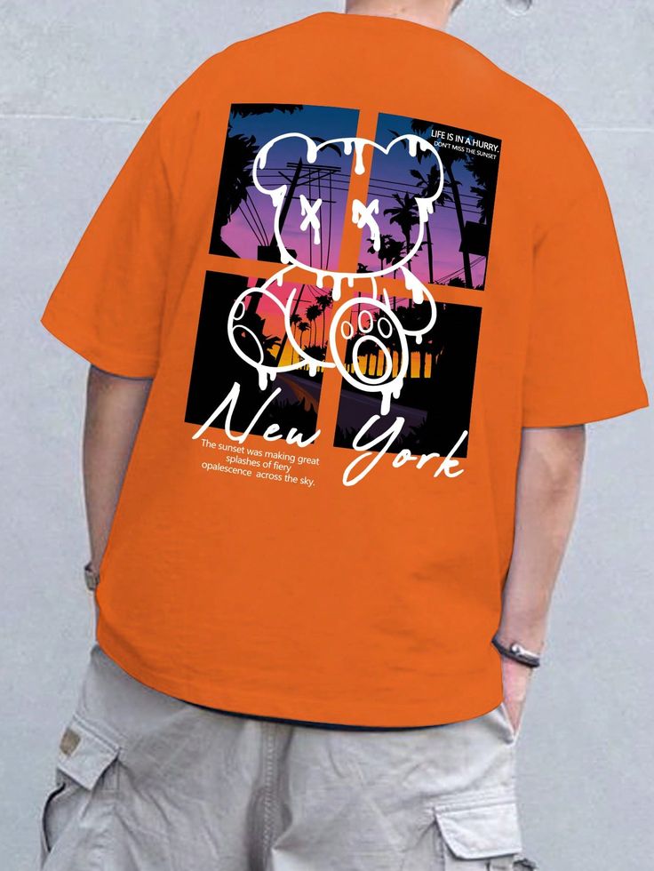 Men Slogan Graphic Drop Shoulder Tee
