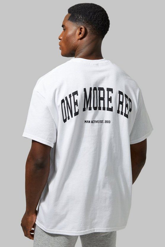 Man active gym oversized one more rep t-shirt