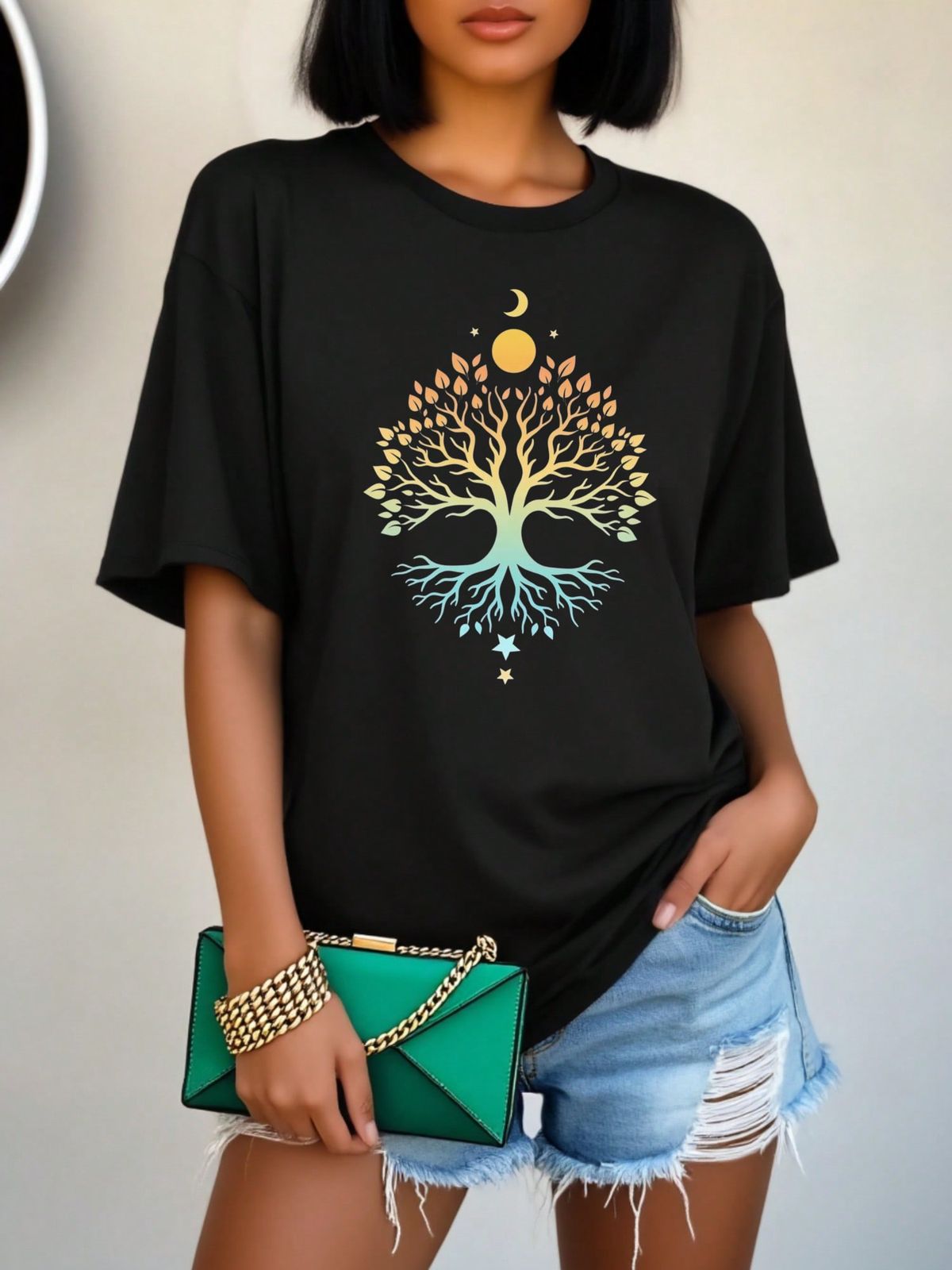 Women's Oversized T-Shirt With Tree Of Life Graphic