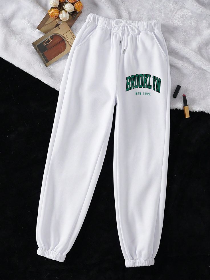 Letter Graphic Drawstring Waist Joggers