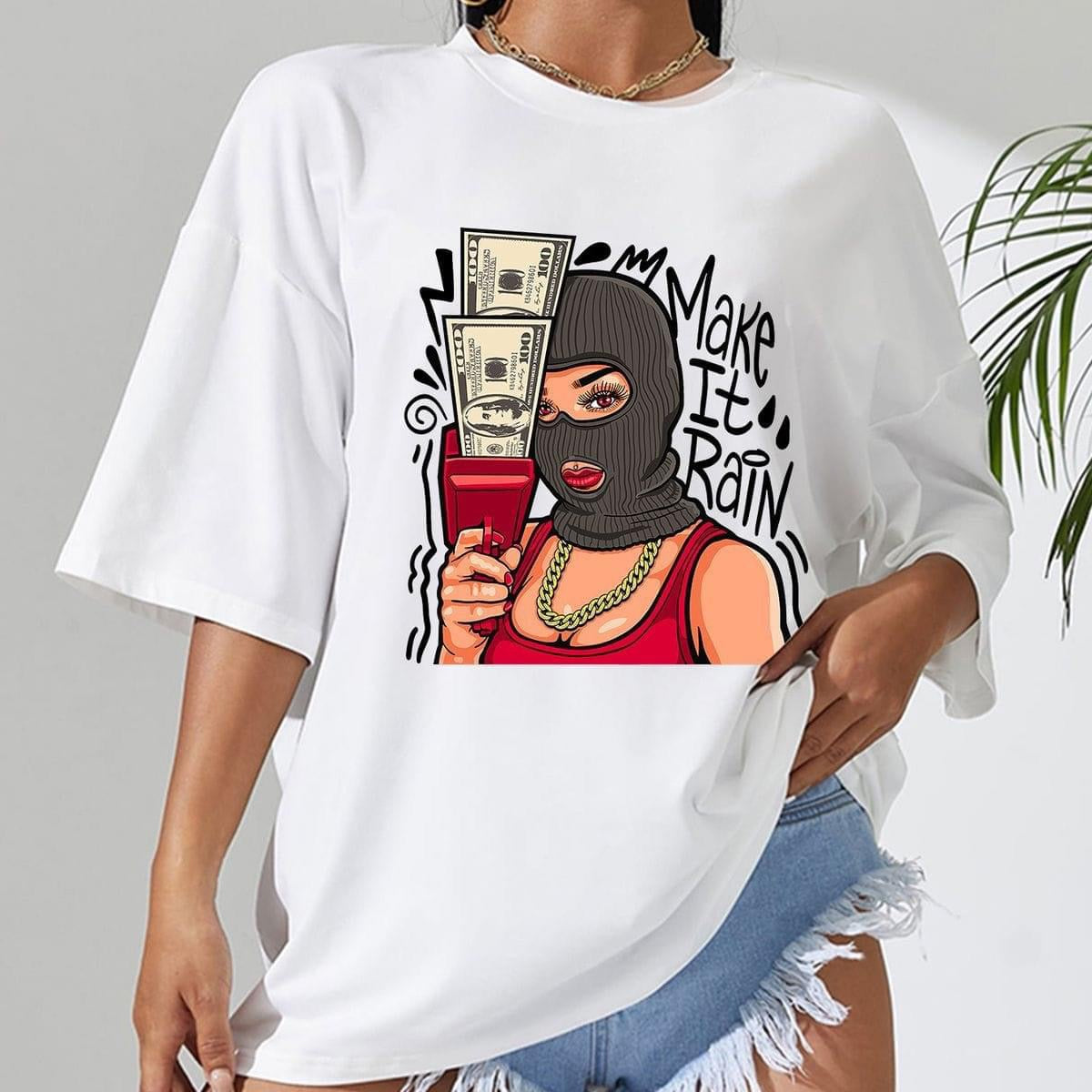 Money face oversized top