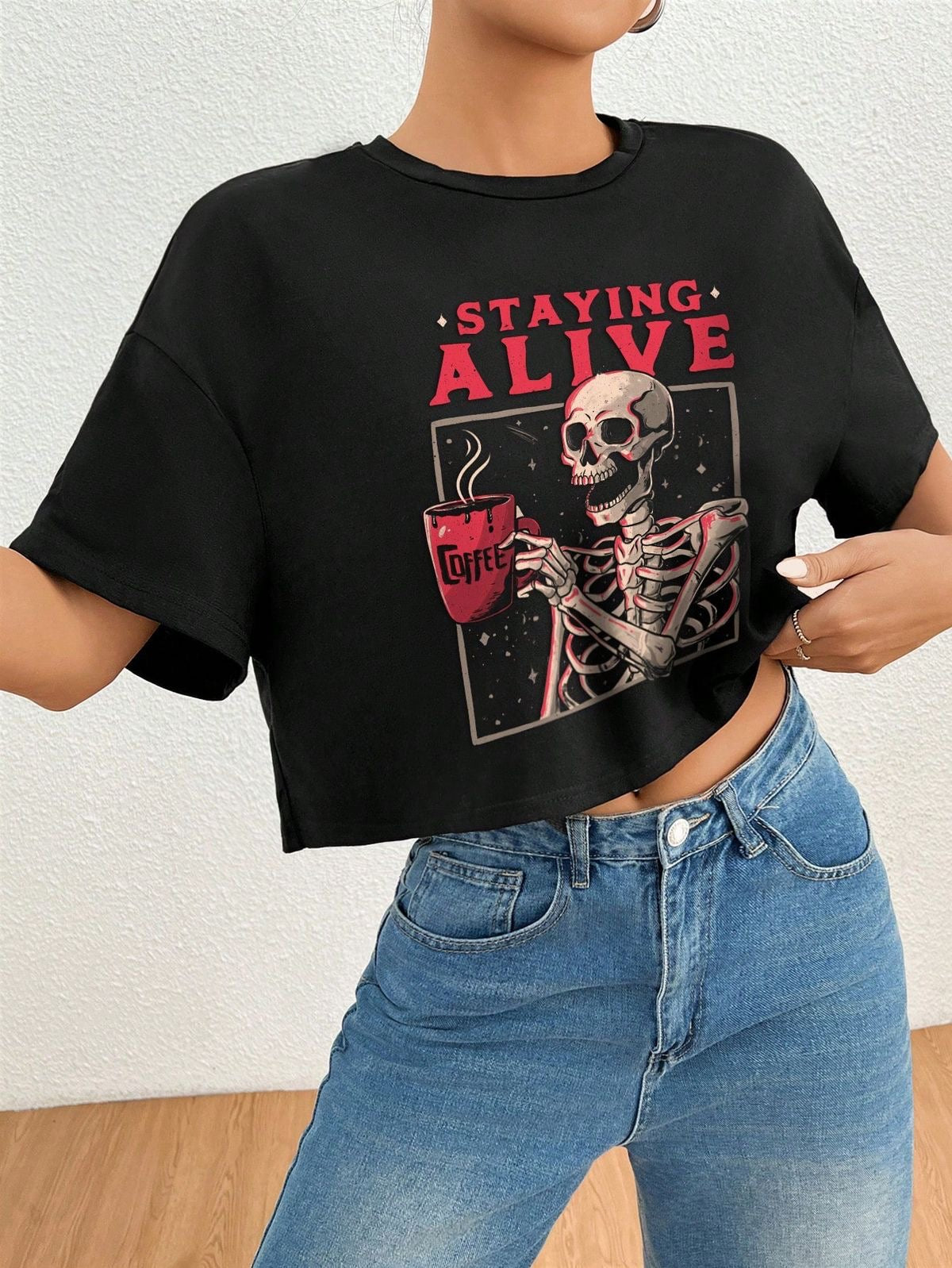 Staying Alive Crop Top Oversized