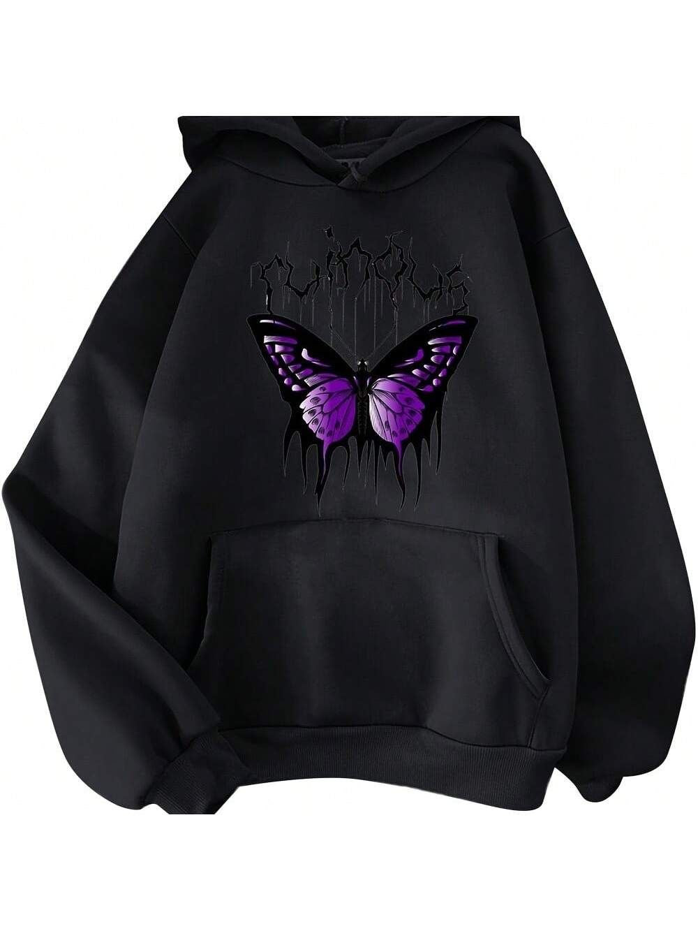 Graphic hoodies for women butterfly print