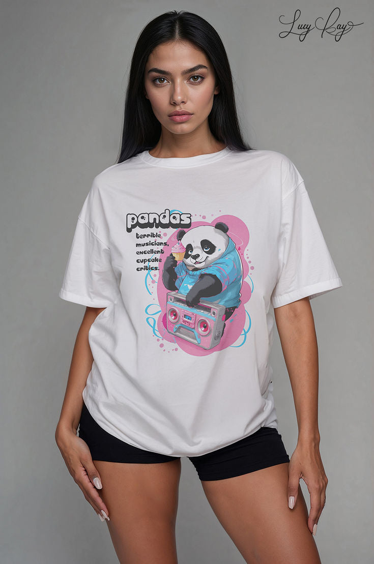 Cute Panda Oversized Graphic Tee