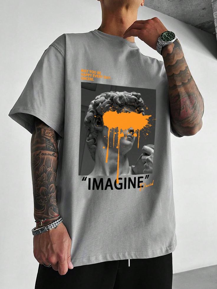 Men's Loose Fit Letter & Number Printed Graphic T-Shirt