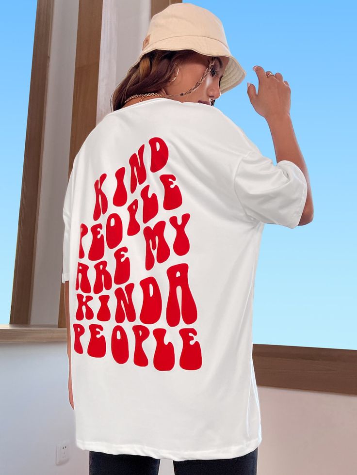 Slogan Graphic Drop Shoulder Oversized Tee