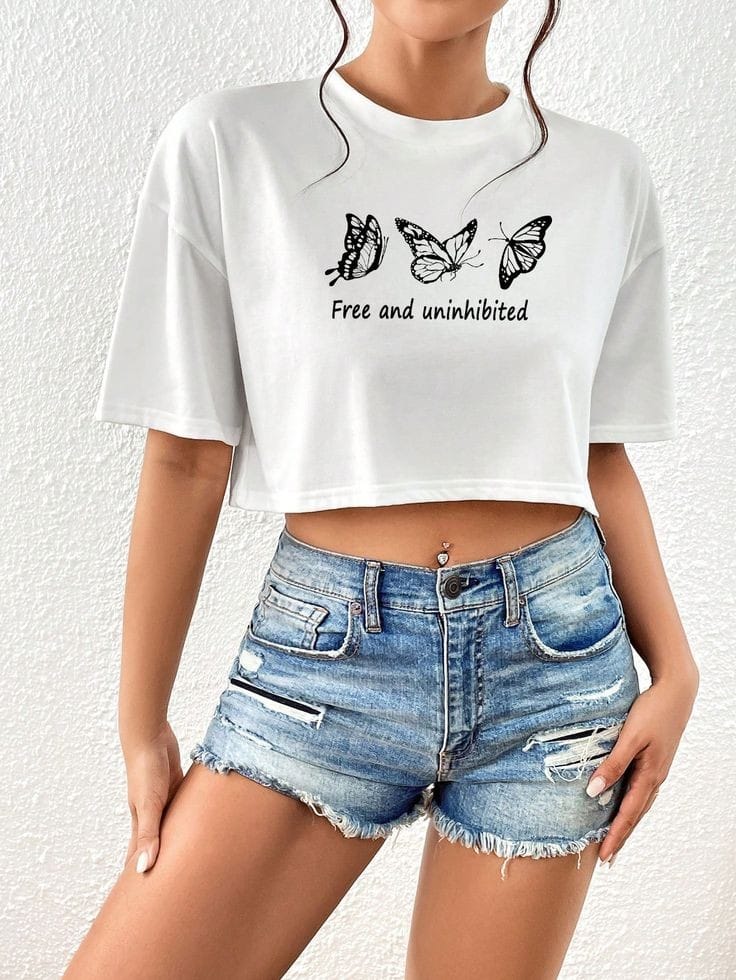 Butterfly women's crop top oversized
