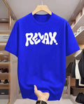 Men Typography Round Neck Cotton Blend Blue T-Shirt on
