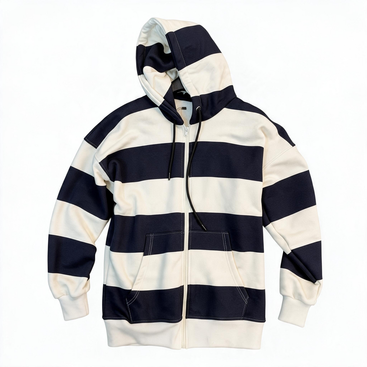 Premium Striped Zip-Up Hoodie
