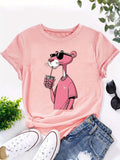 2025 summer new Pink Panther cute casual cotton Regular Fit