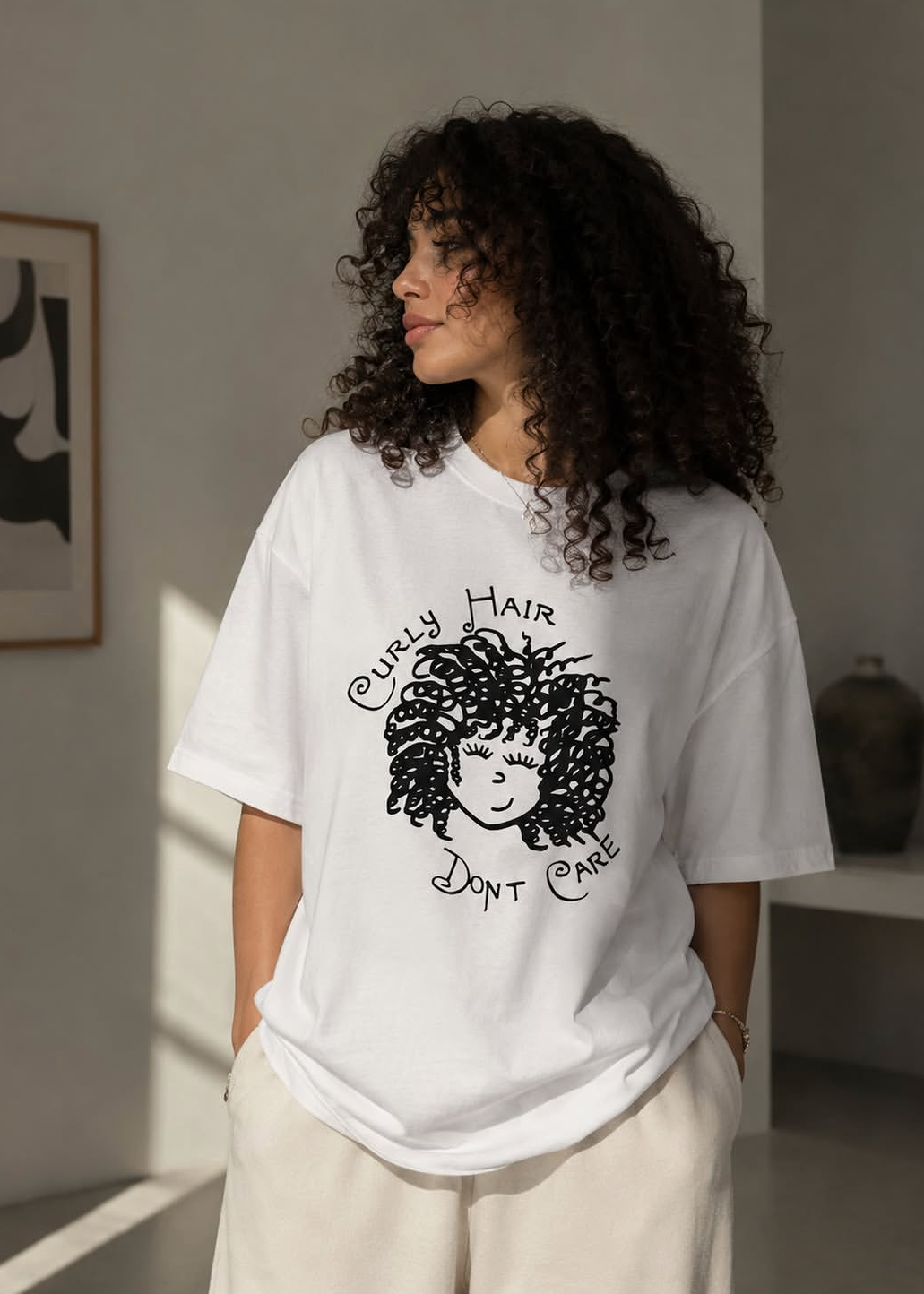 Curly hair don’t care women oversized tshirt