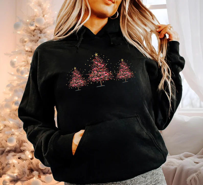 Merry Christmas Hoodie, Nightmare Before Xmass Top, reindeer, snowman, snowflake, santa claus, Elf,festive season, Star Trees