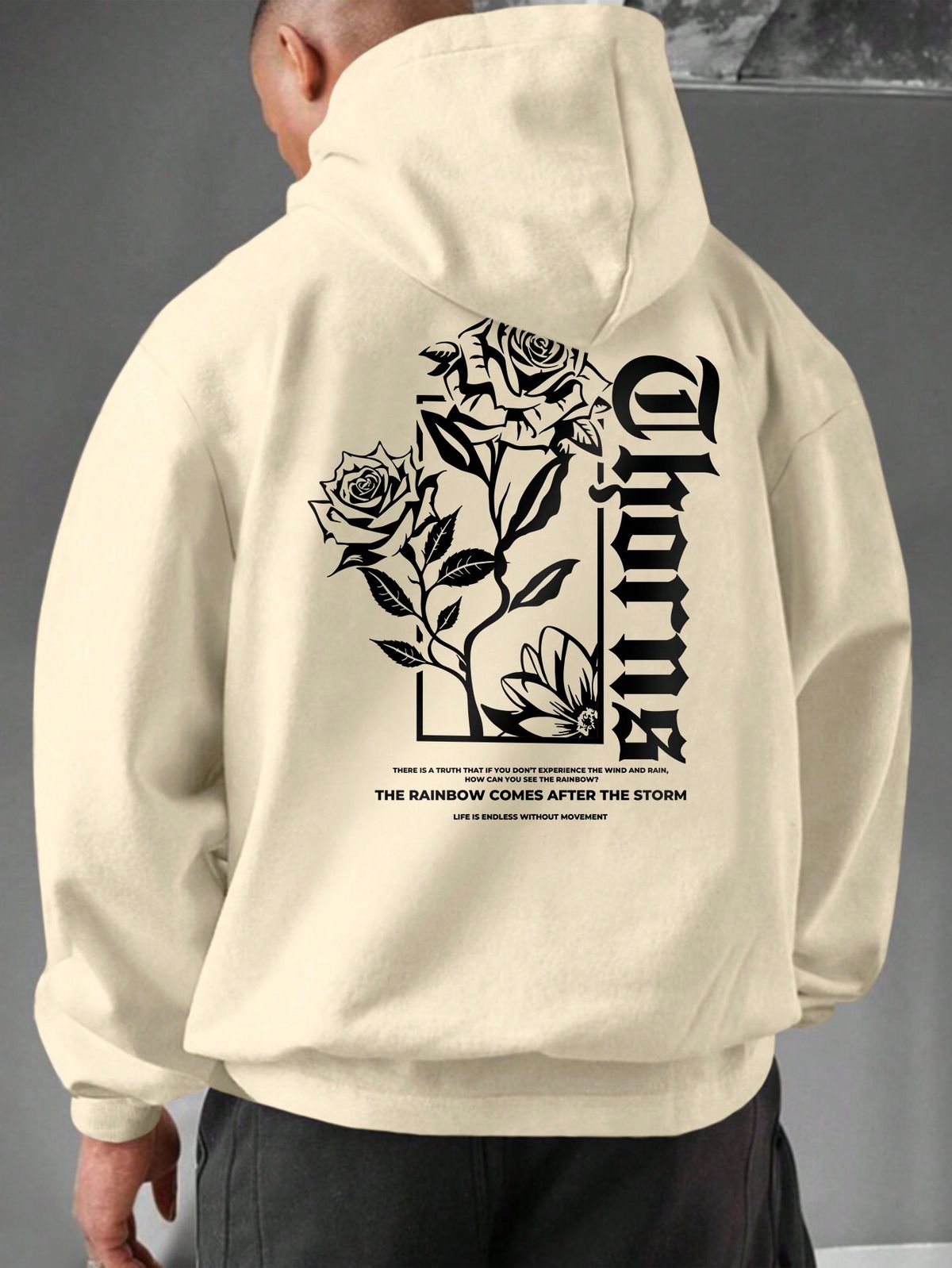 Sudadera Con Capucha Casual Y Con Estilo Para Hombre Con Diseño Floral Y De Letra