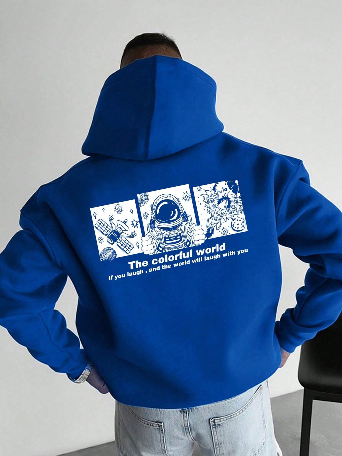 Men's Cartoon Slogan Printed Hoodie