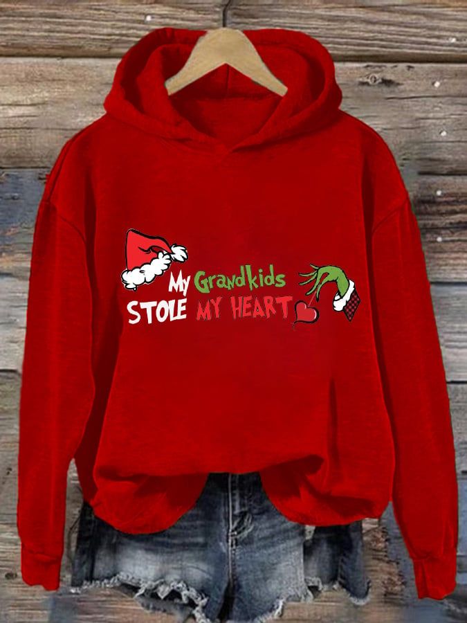 Women's My Grandkids Stole My Heart Print Casual Hoodie