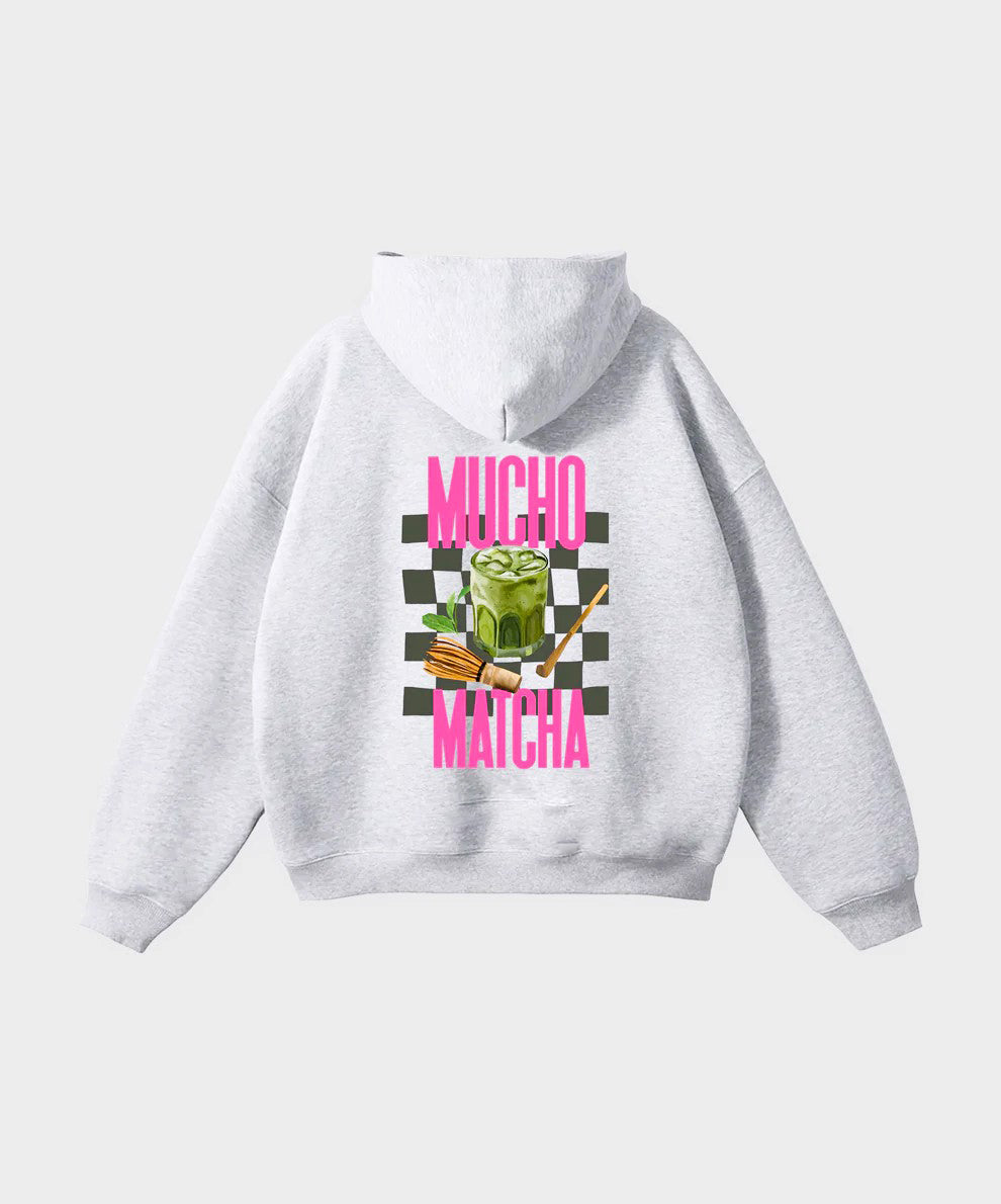 MUCHO MATCHA HOODIE IN FLOWER GREY