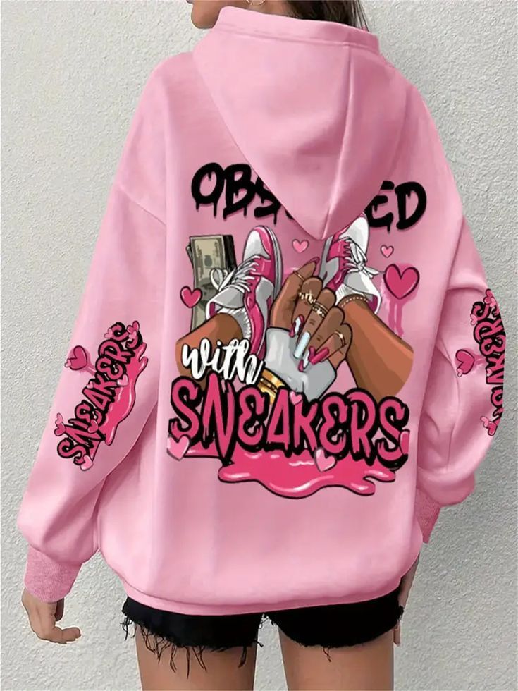 Women's Graffiti Printed Long Sleeve Hoodies