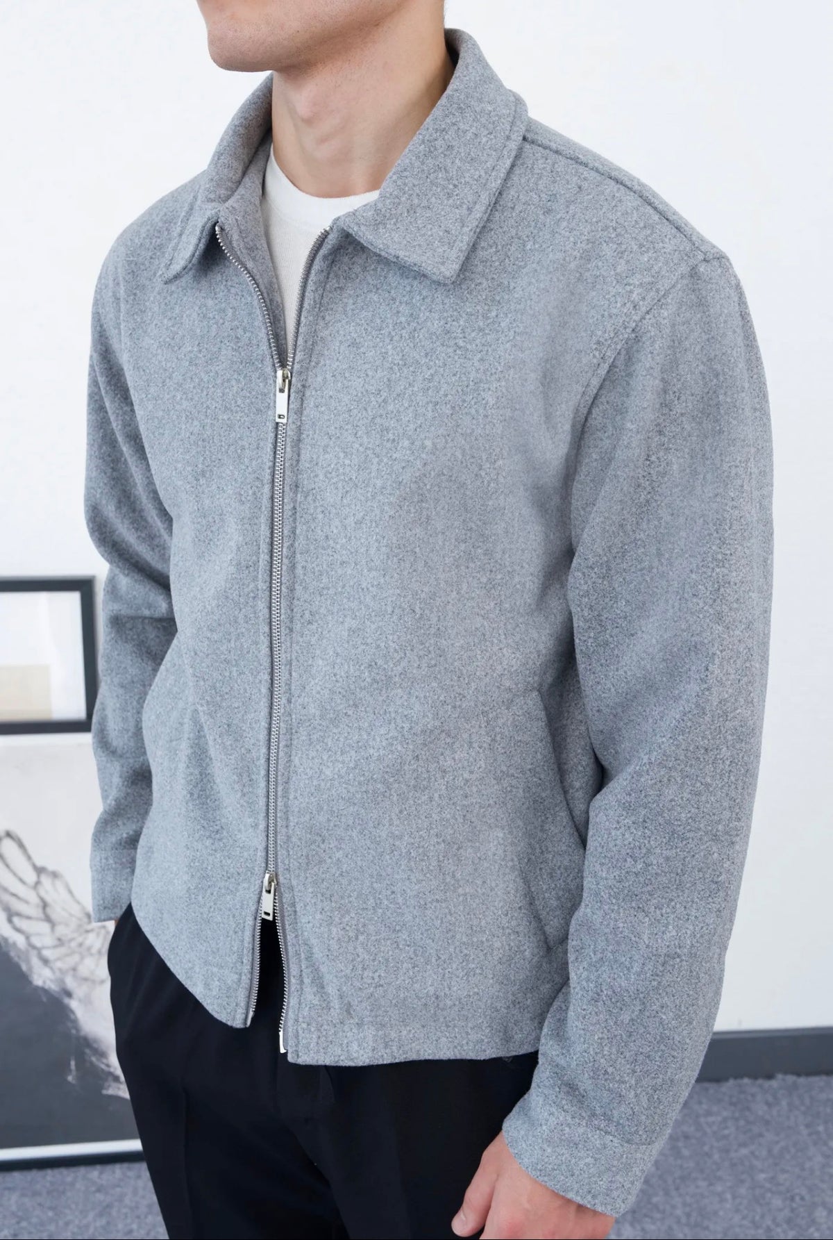 Men’s Premium Grey Zip-Up Jacket