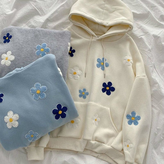 Flowers print hoodie oversized