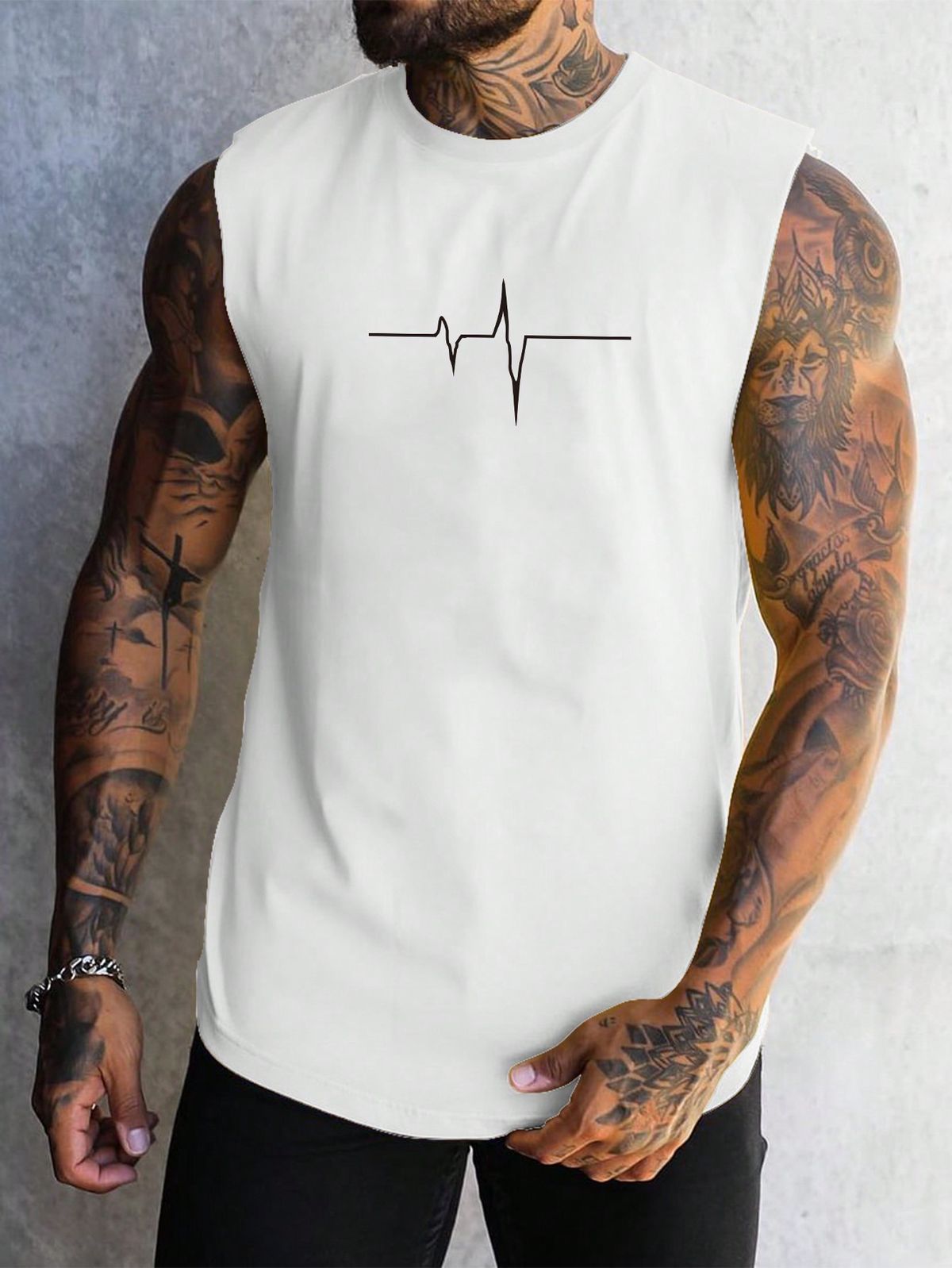 Men Fashion Sleeveless Tank Top With Printed Design