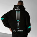 Unisex Racing Team Logo Printed Casual Oversized Hoodie Black
