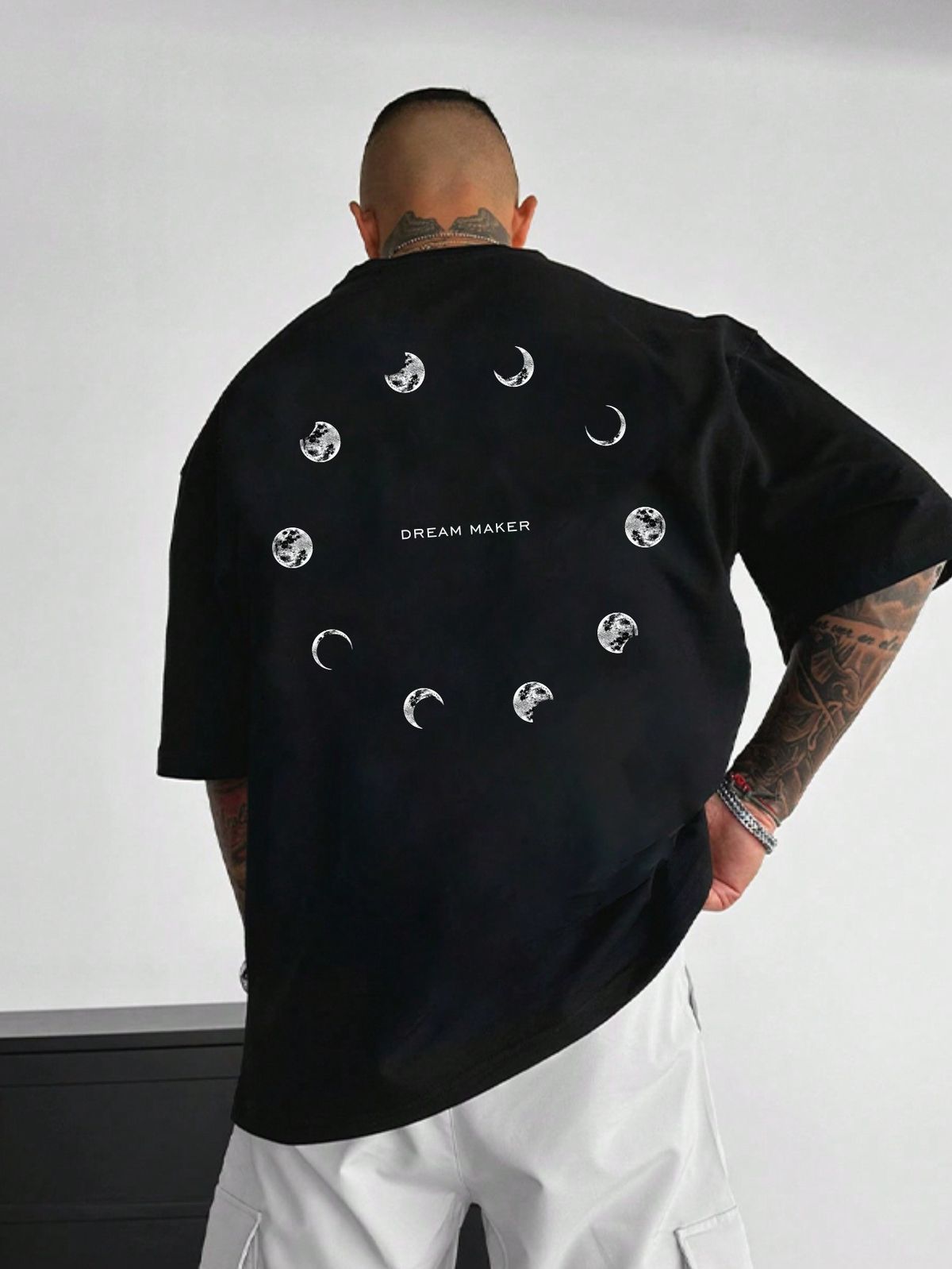 Men's Moon Print Drop Shoulder Short Sleeve T-Shirt