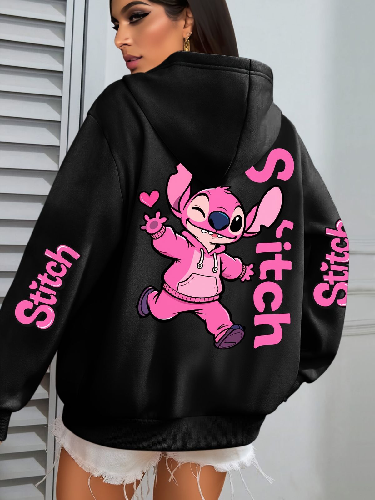 New Women's Sweatshirt with Loose Disney Angel Print Hooded Sweatshirt, Y2K Korean Fashion Print