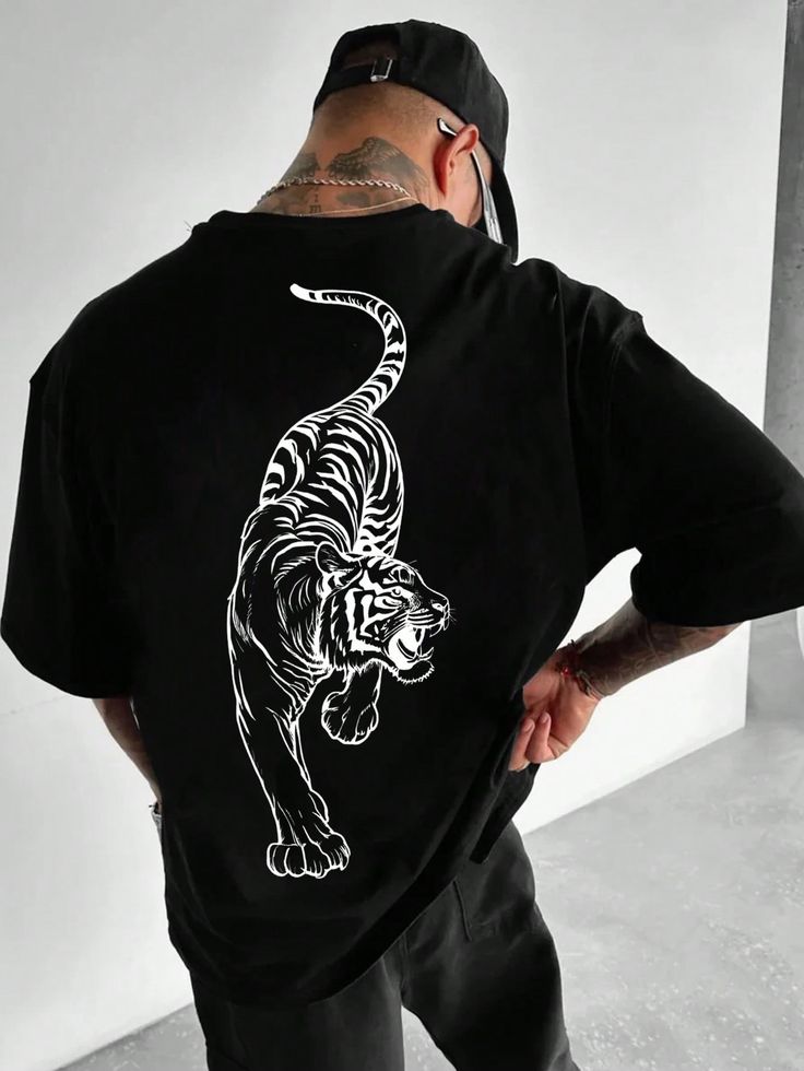 Men'S Tiger Printed Short Sleeve T-Shirt