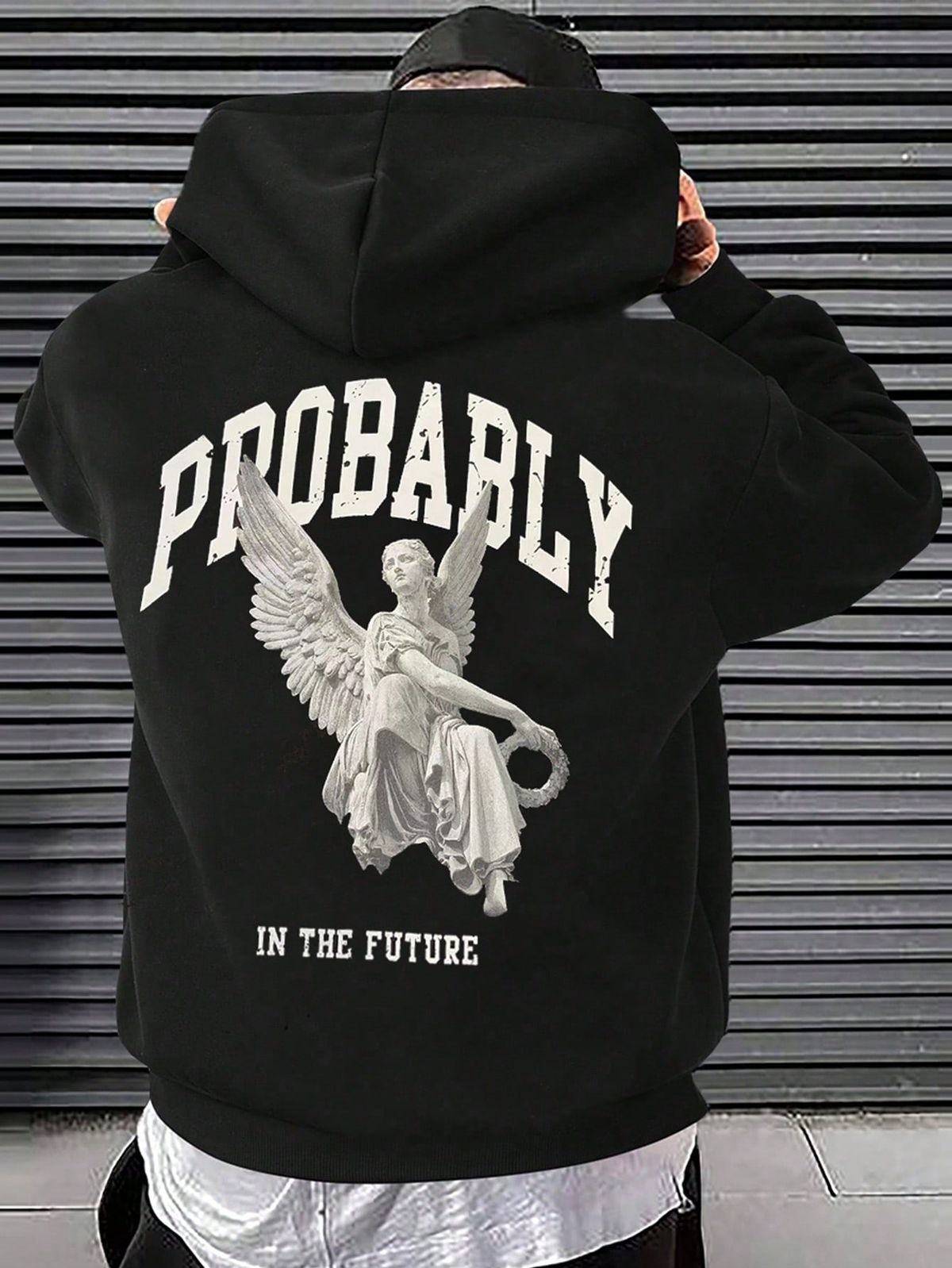 Men's Oversized Hoodie With Sculpture And Letter Print