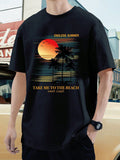Men Tropical & Letter Graphic Tee