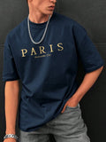 Men's Letter Print Round Neck Casual Commuter T-Shirt