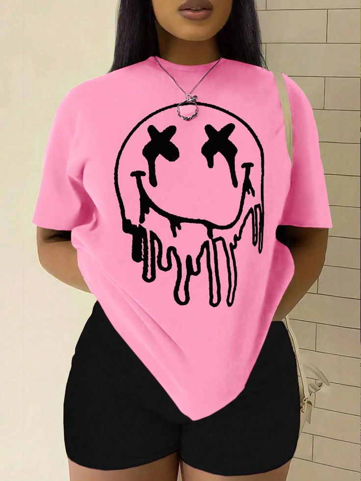 Casual Face Printed Short Sleeve T-Shirt