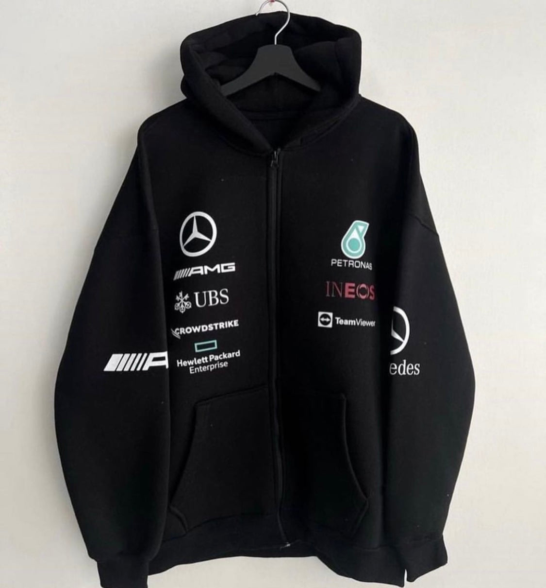 Mercedes zip-up hoodie oversized