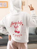 Casual Simple Leopard Print Bow Sweatshirt, White Long Sleeve Oversized Hoodie For Women, Thick Plush For Fall/Winter,Long Sleeve Tops Autumn And Winter