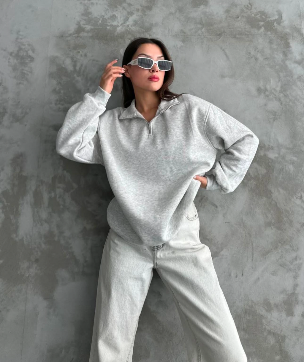 Basic Sweatshirt half zip up / Fleeced /Hoodies Liban / available in 3 colors