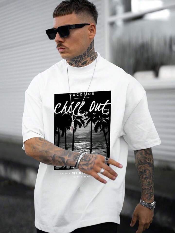 Men Slogan Graphic Tee