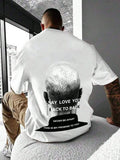 Men's Loose Fit Back Printed T-Shirt With Figure Pattern