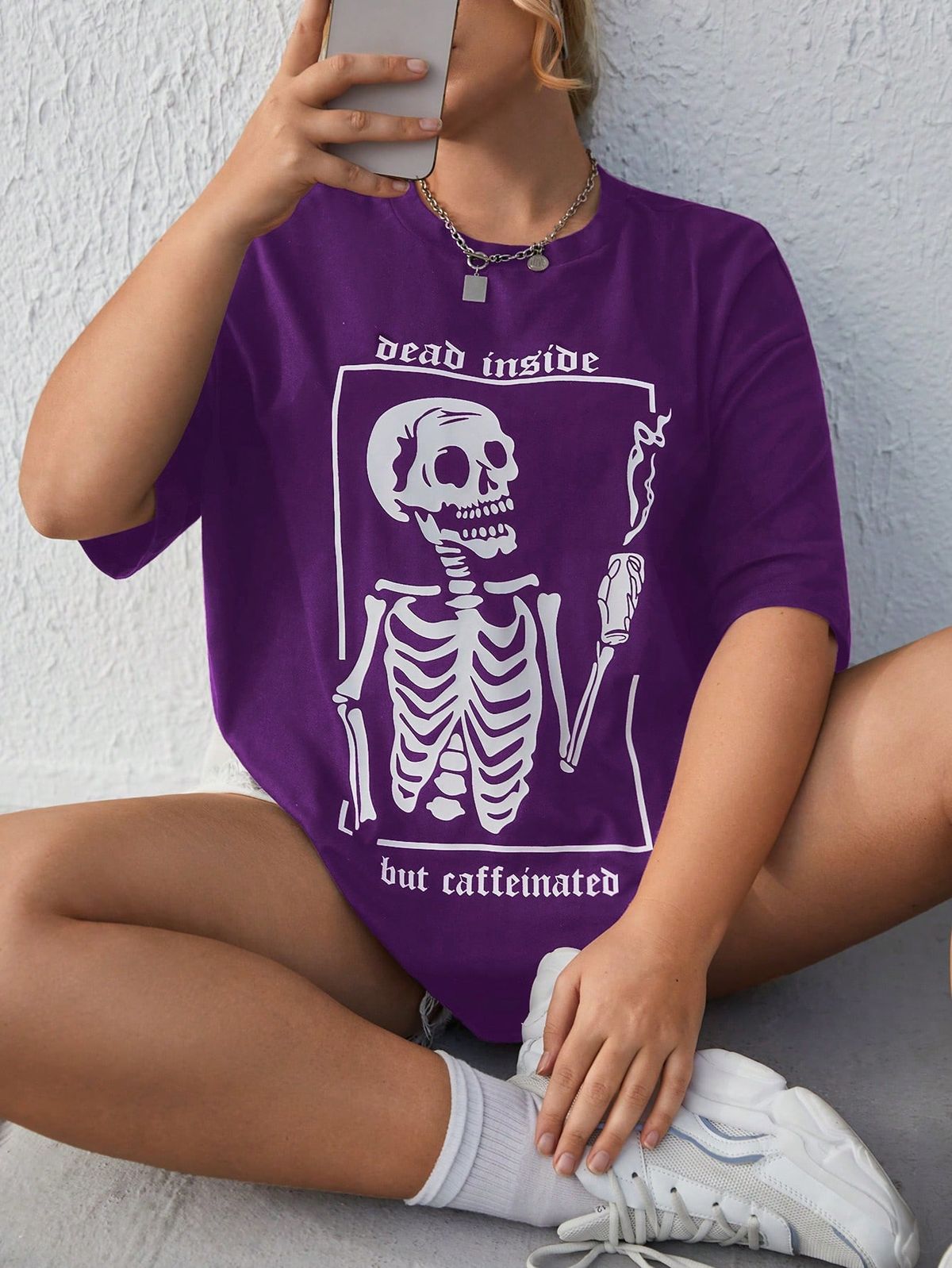 Slogan Graphic Drop Shoulder Oversized Tee