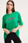 Women’s Green Graphic T Shirt Short Sleeve Embroided | Ally Fashion