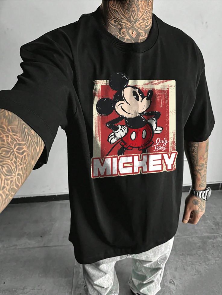 Classic Mickey Mouse Graphic T-Shirt, 100% Cotton