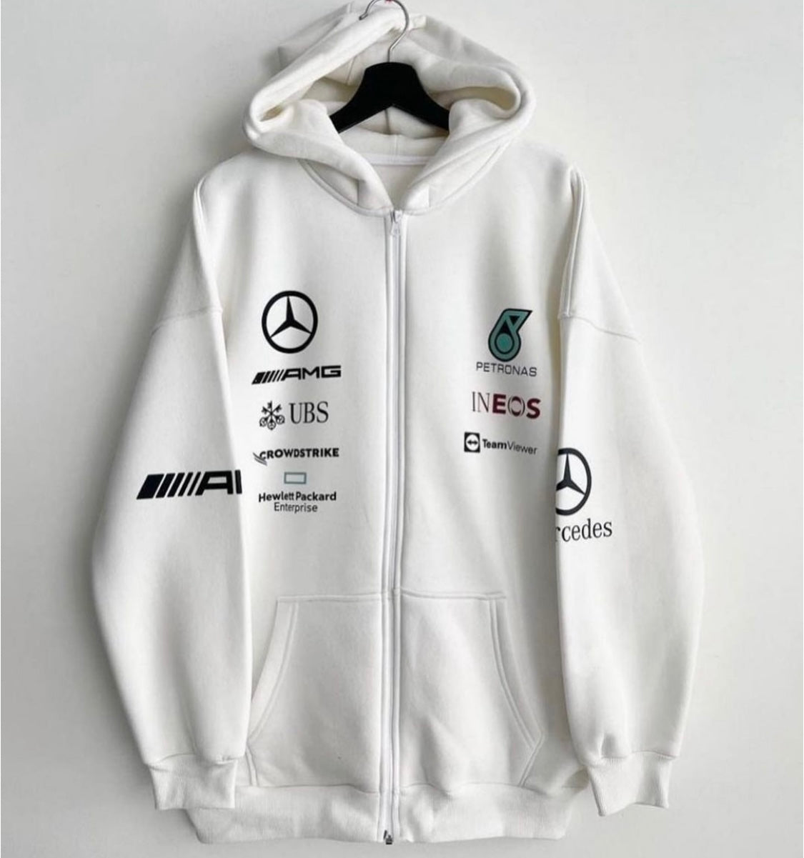 Mercedes zip-up hoodie oversized