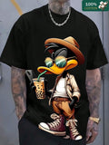 Men's Summer Round Neck Short Sleeve Casual Cotton With Letter Print Interesting Dake Duck