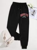 Letter Graphic Knotted Front Joggers