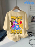 Spring/Summer Ladies Printed Apricot Graphic Tees, Winnie The Pooh With Friends Casual Disney Alphabet Slogan Printed Girls T-Shirt