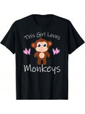 Monkey T-Shirt THIS GIRL LOVES MONKEYS Cute Kids Mom Gift T-Shirt