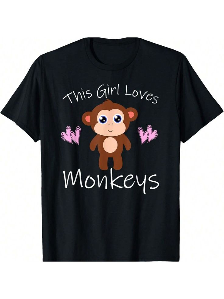 Monkey T-Shirt THIS GIRL LOVES MONKEYS Cute Kids Mom Gift T-Shirt